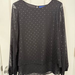 Apt. 9 Black Sheer Blouse with Dotted Design